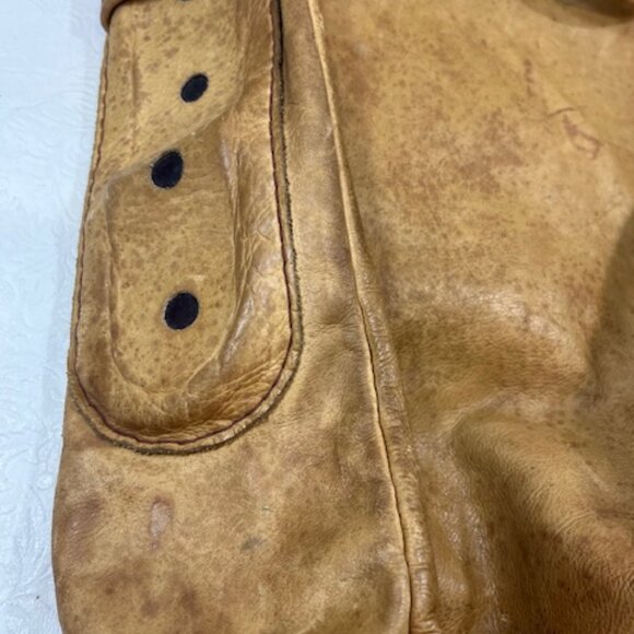 VTG Large Light Brown Leather Satchel Shoulder Messenger Adjustable Handbag - Picture 12 of 16